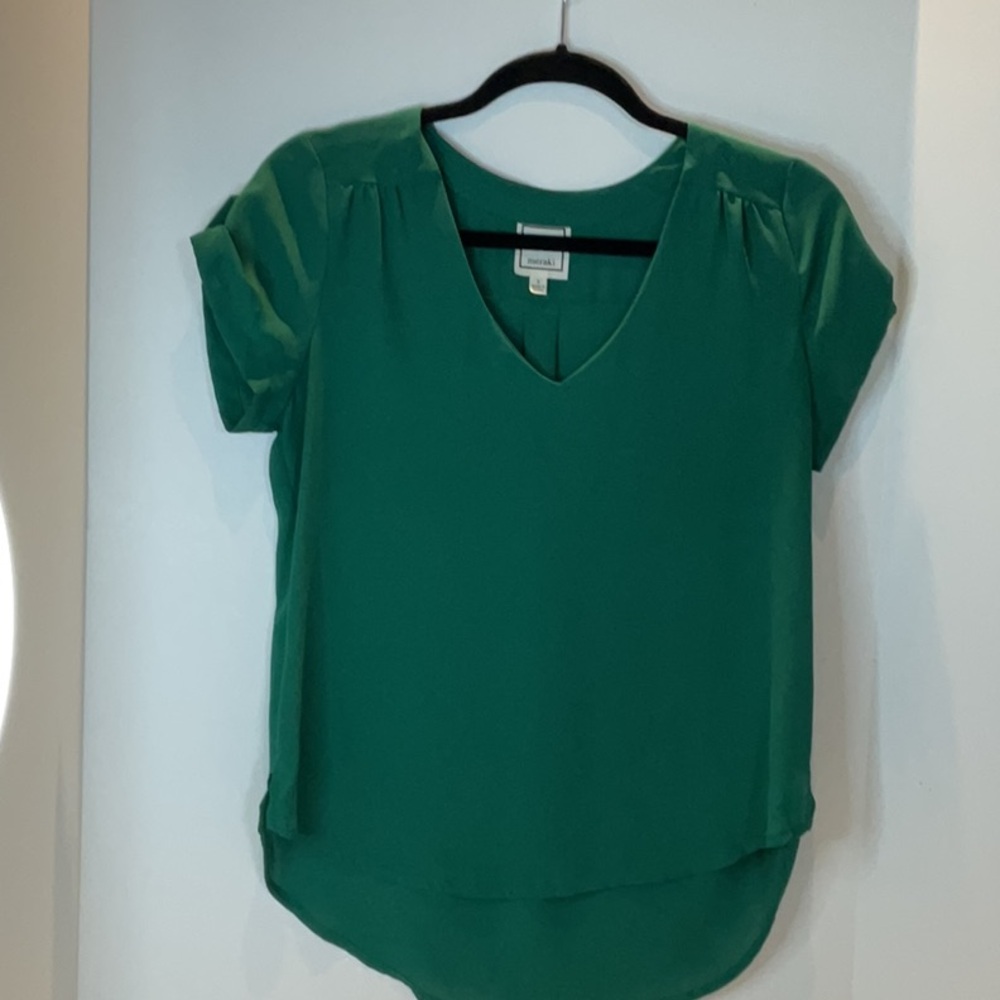 Meraki Green Flutter Sleeve Blouse